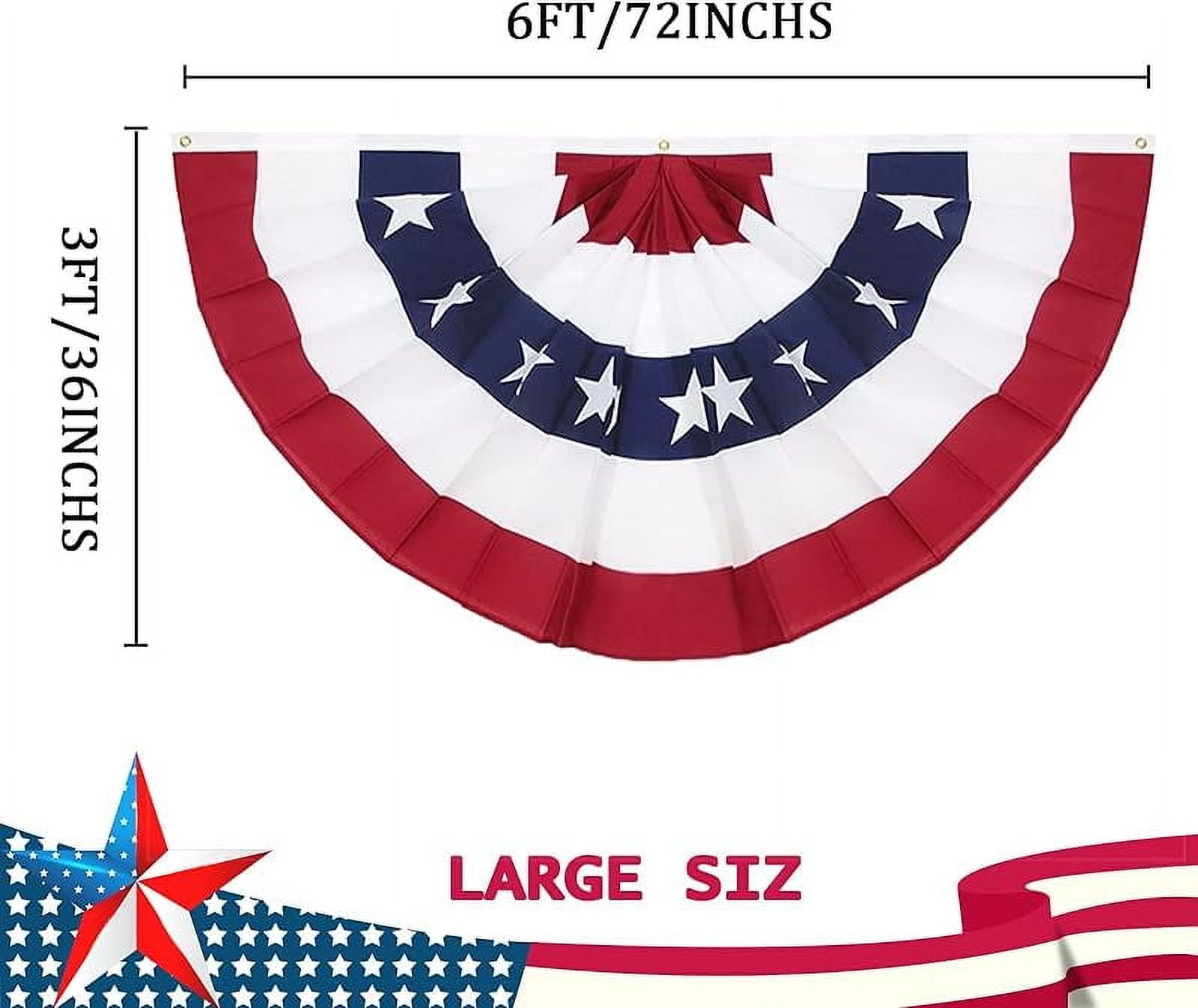 3 x 6 Ft American Pleated Fan Flag, USA Patriotic Half Fan Bunting Flag, 4th of July Decorations Flags