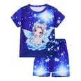thumbnail image 3 of WIBACKER 3-12Y Girls 2-Piece Pajamas 3D Ice Princess Short Sleeve Cool Summer PJ Set Kids Sleepwear, 3 of 8