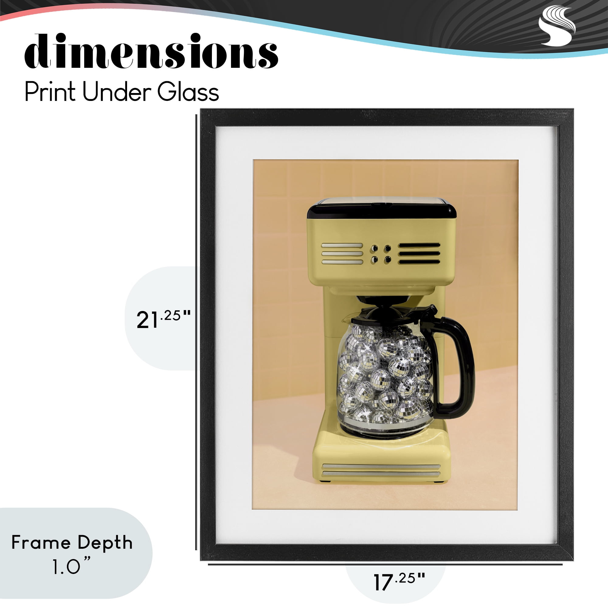 Stupell Industries Disco Coffee Maker over Yellow Black Framed Print Under Glass, design by LISH Creative
