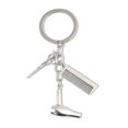 thumbnail image 2 of Hair Salon Tools Keyring Hair Stylist Keychain With Hair Dryer Scissors Comb Charm Silver, 2 of 3