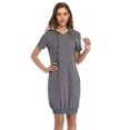thumbnail image 2 of Women Casual Short Sleeve Kangaroo Pocket Pullover Hooded Mini Dress,Navy S, 2 of 9