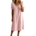 thumbnail image 3 of Horkkom T Shirt Dress Women Solid Color Short Sleeve Crew Neck Midi Dresses Summer Loose Casual Dresses, S-3XL, 3 of 9