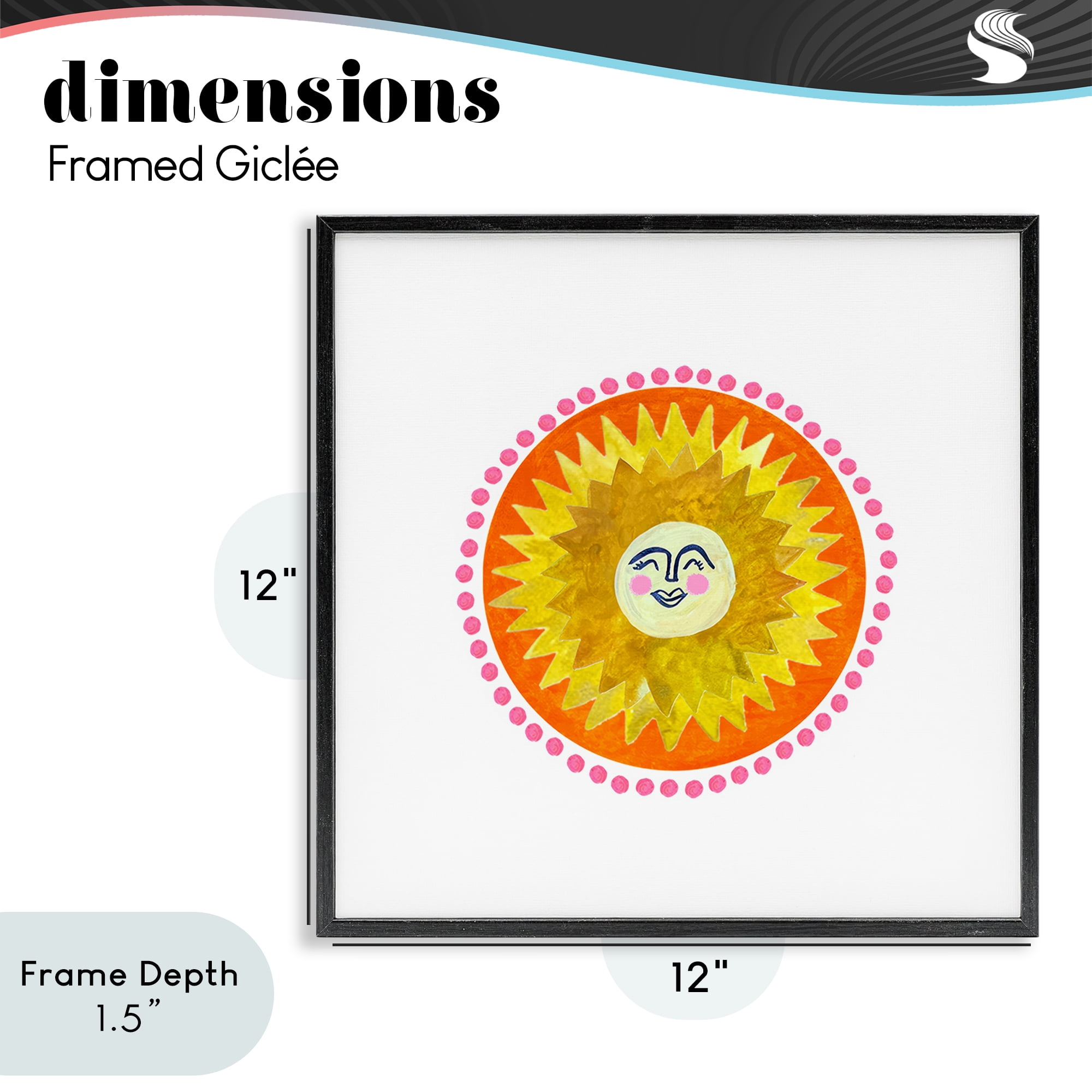 Stupell Industries Yellow & Orange Smiling Sun Black Framed Giclee Art, design by Katherine Herrell Studio