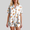 thumbnail image 4 of felwors Funny Graphic Pajamas for Women Set Button Down Short Sleeve Top and Shorts Pjs Sets Sleepwear Orange, XXL, 4 of 6