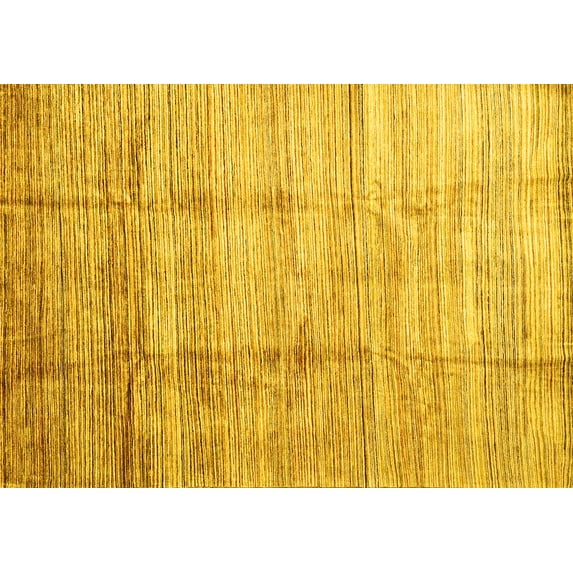 Ahgly Company Machine Washable Indoor Rectangle Abstract Yellow Contemporary Area Rugs, 2' x 5'