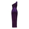 thumbnail image 4 of Telankuip Women's Sleeveless One Shoulder Dress High Waisted Slit Hem Sequined Maxi Evening Formal Dresses Trendy Solid Color Fitted Stylish Outfits Purple XL, 4 of 4