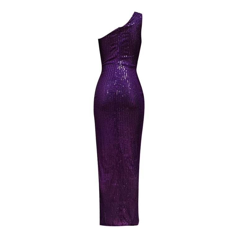 Rrunsv Women'S Formal Dresses Women's Elegant Halter Neck Sleeveless Solid  Stretchy Wedding Guest Evening Dress Purple,S - Walmart.com