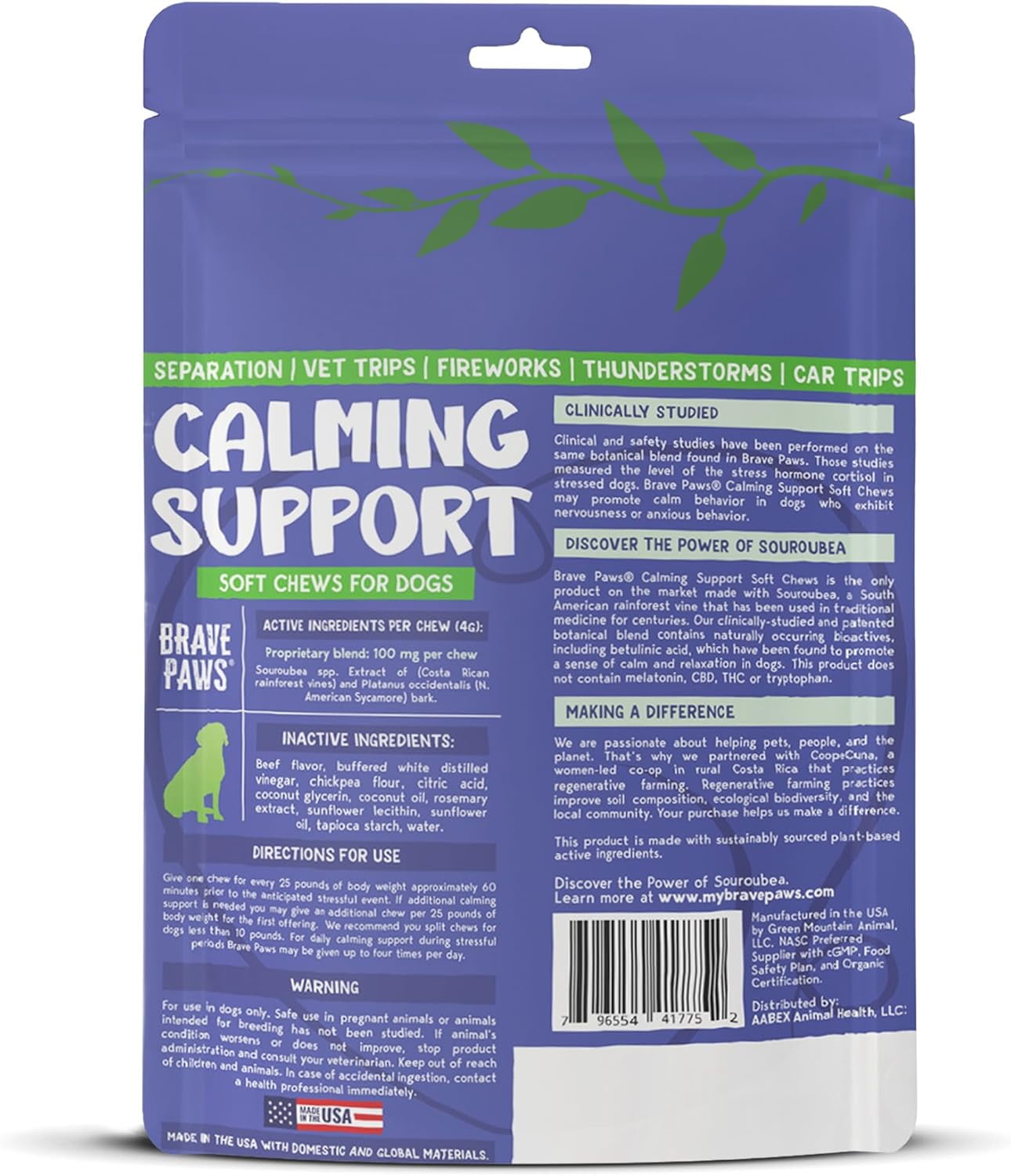 Brave Paws Calming Chews for Dogs & Puppies, 6-Pack | 180 Chews Total | Natural Anxiety Relief for Thunderstorms & Fireworks