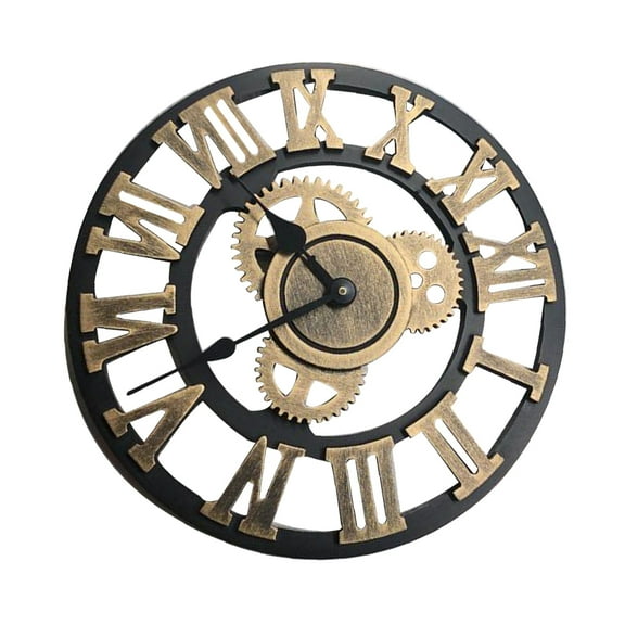 Masteelf  30 Cm Vintage Hanging Clock Roman Numeral Wall Electric Radio