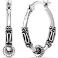 thumbnail image 5 of LeCalla 925 Sterling Silver Jewelry Antique Balinese Beaded Hoop Earrings for Women and Teen 17MM, 5 of 8