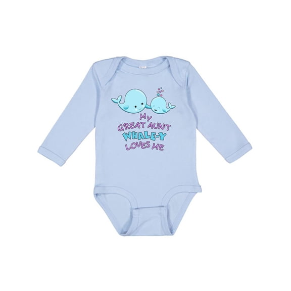 Inktastic My Great Aunt Whale-y Loves Me Boys or Girls Long Sleeve Baby Bodysuit