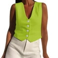 thumbnail image 4 of DondPO Womens Suit Vest Blazers For Women Womens Vest Top Plus Size Blazer Blazers For Women Business Casual Vest Top Summer Vests For Women 2025 Trendy Green S, 4 of 8
