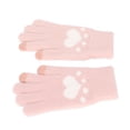 thumbnail image 3 of Guantes de pantalla táctil con estampado de pata de gato, guantes gruesos cálidos y suaves, transpirables, de imitación de visón, 3 of 8