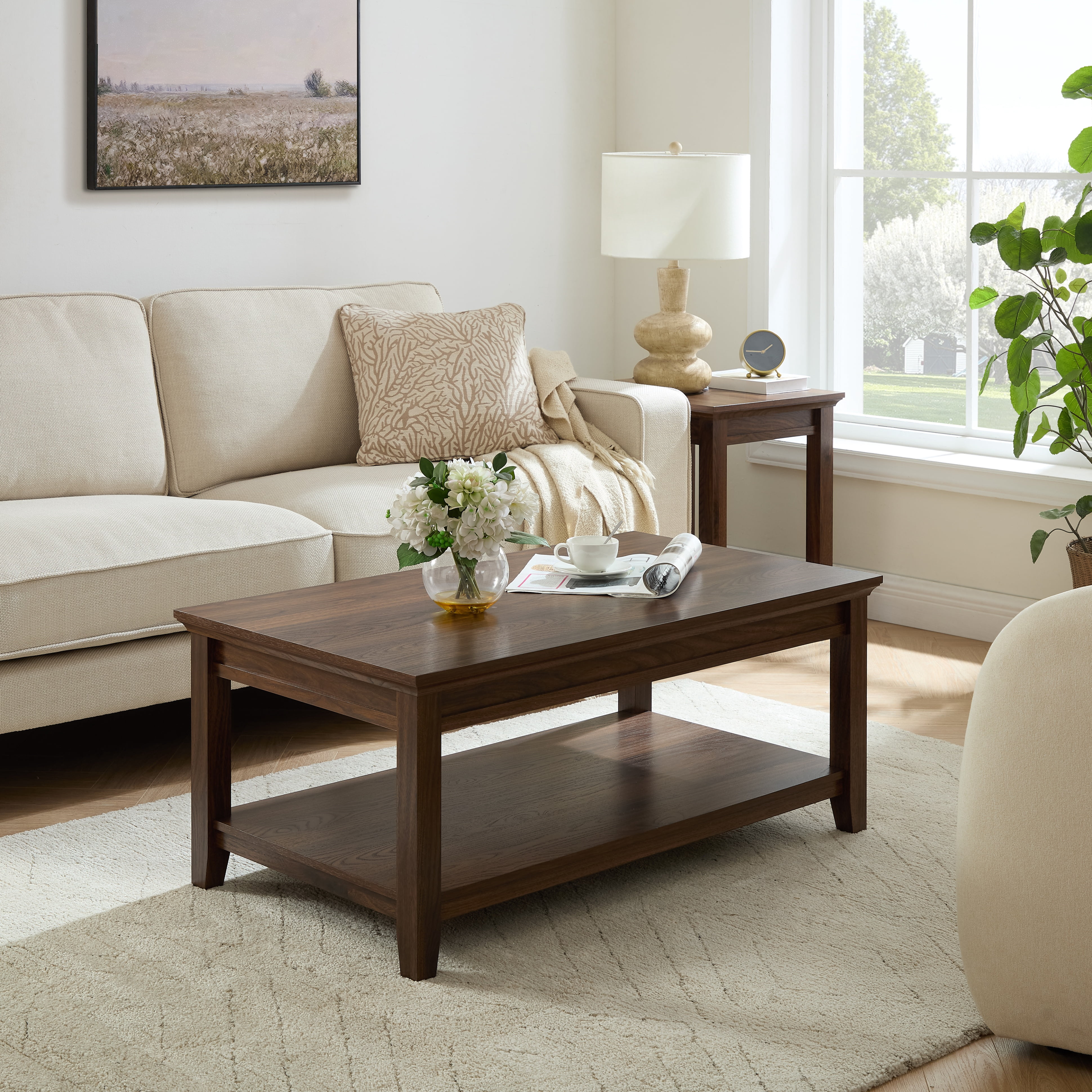 Mainstays Traditional Coffee Table, Walnut Finish
