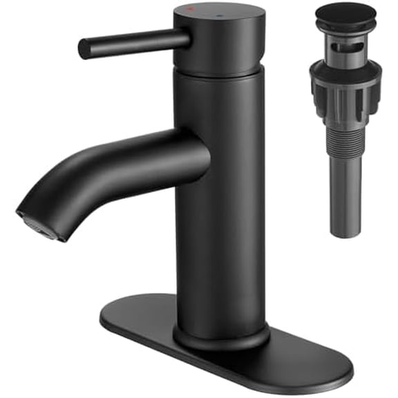 Black Bathroom Faucet Single Handle Bathroom Sink Faucet with Pop-up Drain Rv Lavatory Vessel Faucet Basin Mixer Tap with Deck Plate