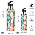 thumbnail image 2 of Water Bottles 20oz Straw Lid Wide Mouth Stainless Steel for School Sport Travel Colorful Small Stones, 2 of 9