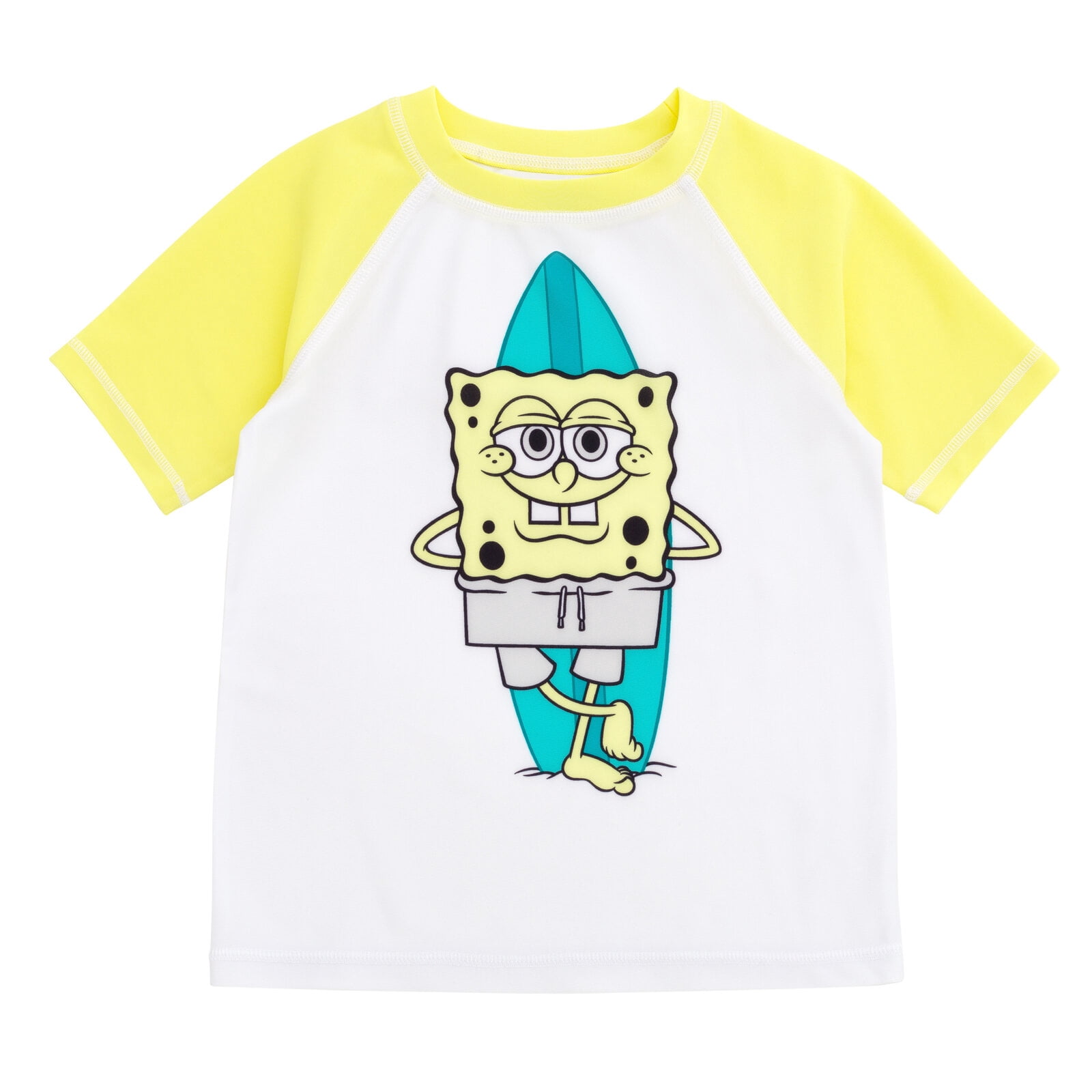 SpongeBob SquarePants Surfboard UPF 50+ Rash Guard and Swim Trunks Outfit Set Little Kid to Big Kid