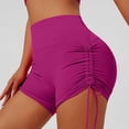 thumbnail image 2 of felwors Women Ruched Drawstring Side Biker Shorts High Waisted Sexy Cutout Yoga Gym Dance Party Clubwear Athletic Booty Shorts Purple for Size S, 2 of 5