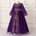 thumbnail image 4 of Gunia Flower Little Girl Dress Elegant Floral Embroidered Gown Long Sleeve Party Occasion Wedding Dark Purple Dress For Girls 4-8 Years, 4 of 9