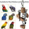 thumbnail image 4 of Large Parrot Toys for Macaws, Stainless Steel & Wild Pear Wood Chewable African Grey Toys- Natural Beak Grinding & Stress Relief for Cockatoo, Conure, Budgie (Nature Color), 4 of 7