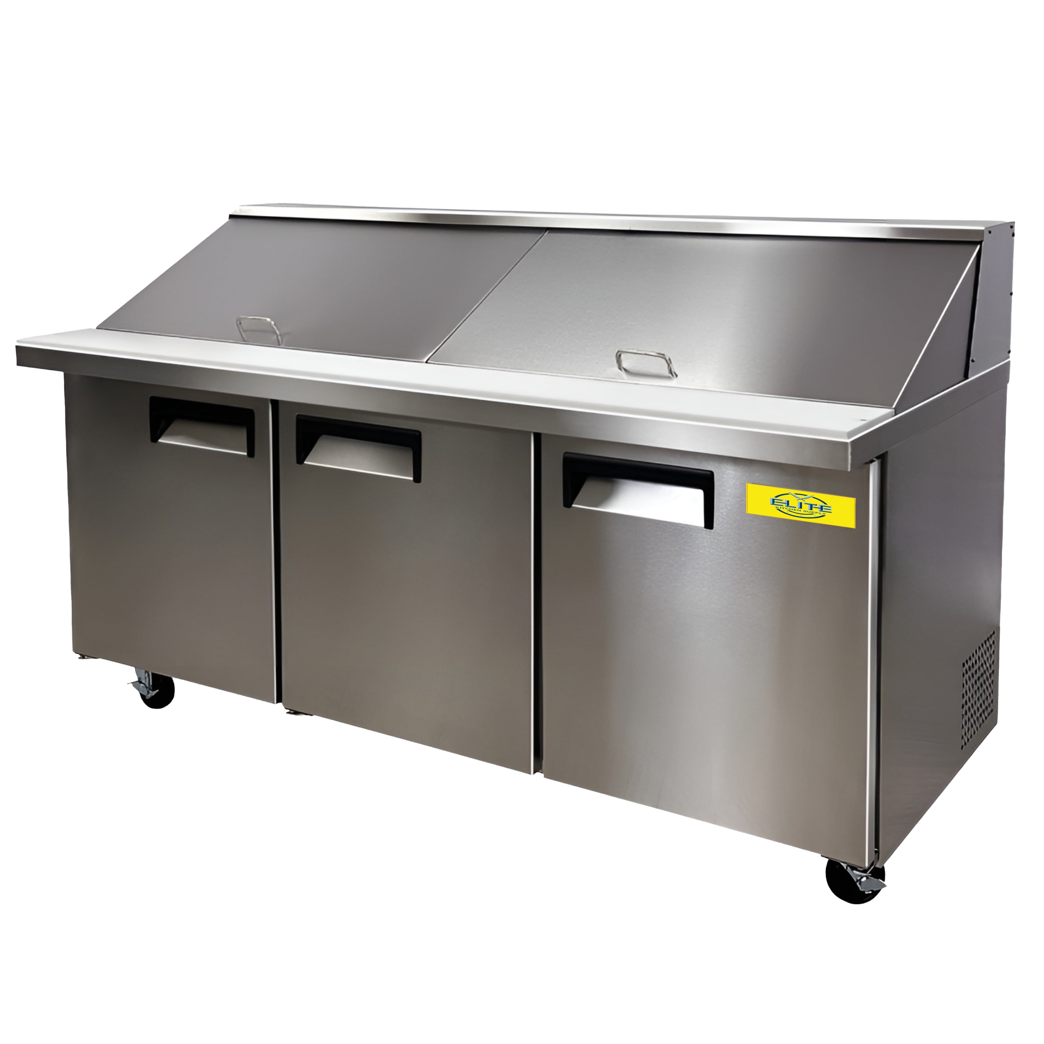 72 in. Commercial Sandwich Prep Table Refrigerator, Mega Top Three-Door Refrigerator 17.6 Cu. Ft. 70.5''Wx34''Dx45.4''H