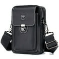 thumbnail image 1 of Men Leather Belt Bag Travel Messenger Crossbody Cell Phone Purse Wallet, 1 of 8