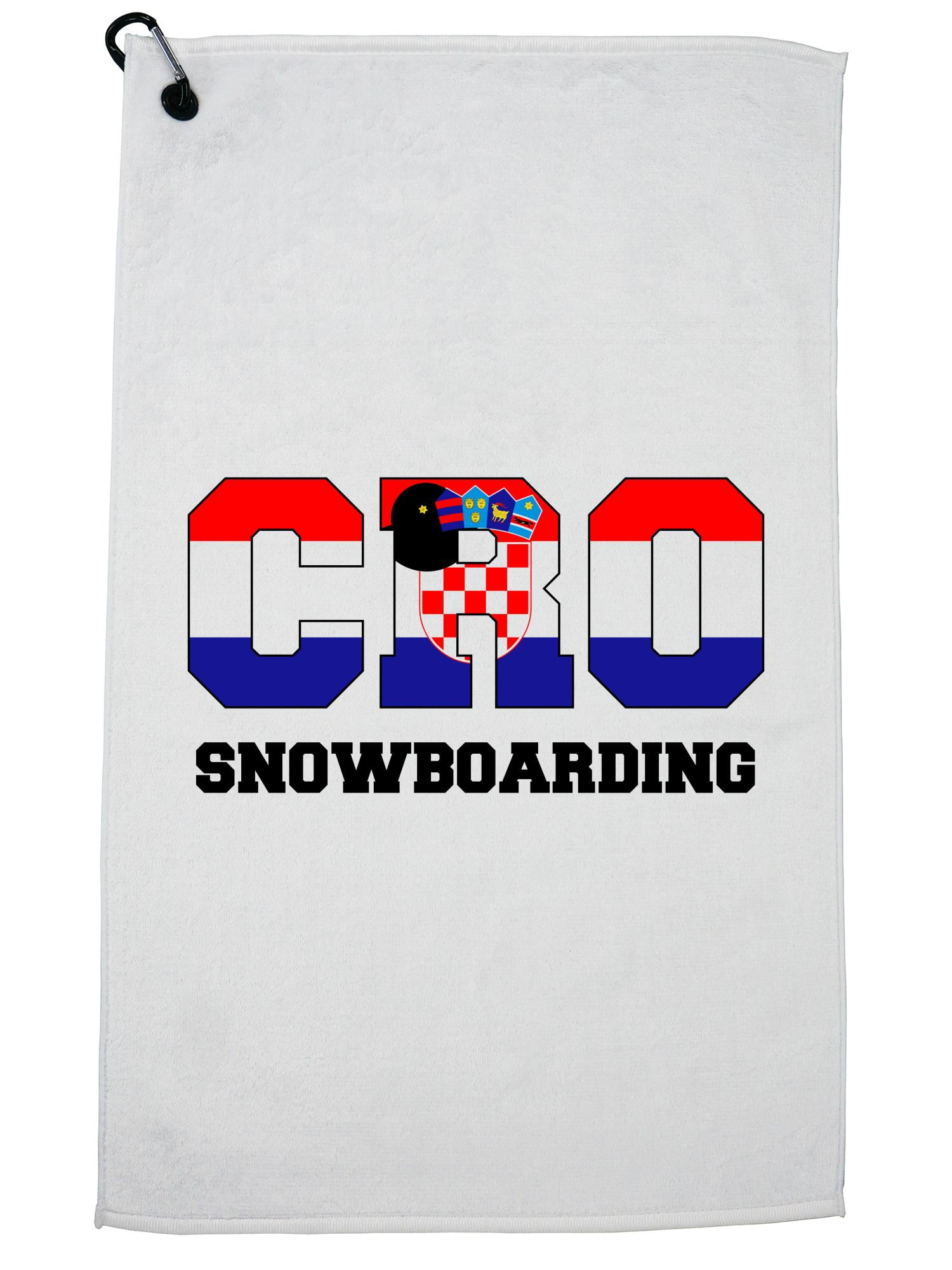 Croatian Snowboarding Winter Olympic CRO Flag Golf Towel with Carabiner Clip by Hollywood Thread