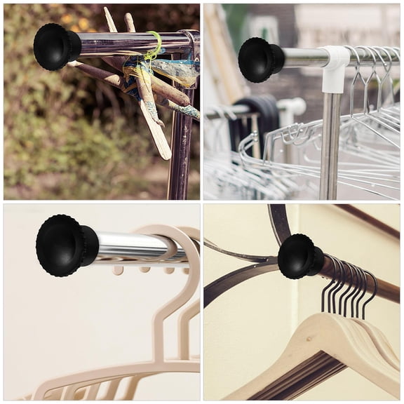 AURARMLET Black Curtain Finial Ends, 4 Pieces, PP Material Decorative Rod Tips for Home Window Drapes