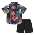 thumbnail image 3 of GYRATEDREAM Toddler Baby Boys Summer 2 Piece Outfits Kids Cartoon Graphic Print Suit Children Short Sleeve Lapel Collar Button down Shirt Tops + Elastic Waist Shorts Set for 12 Months-7 Years, 3 of 8