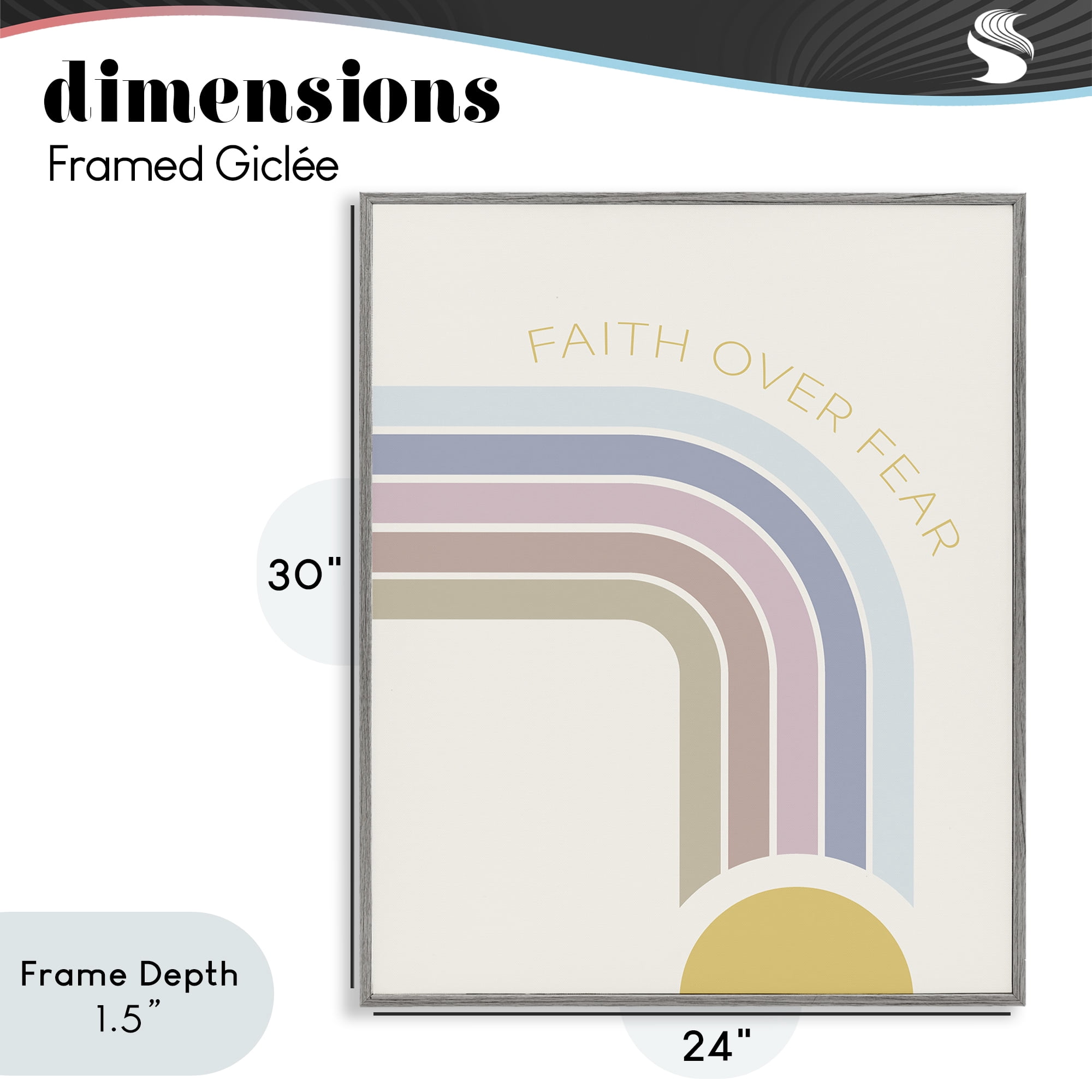 Stupell Industries Faith Over Fear Rainbow Gray Framed Giclee Art, design by SD Graphics Studio