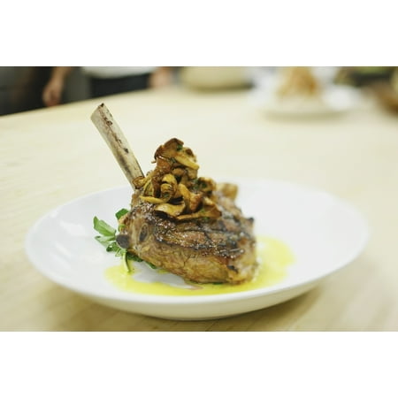 Lamb chop on a plate in a restaurant boston massachusetts usa Canvas Art - Eric Kulin Design Pics (38 x 24)