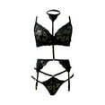 thumbnail image 3 of Gibobby Conjuntos de bragas de encaje Ropa Dormir Mujer Sexy Accesorios erotico Ropa Sexi para Mujer lencería de Princesa Brasier y calzon Mujer Tanga Sexy Mujer(Negro, XG), 3 of 5