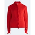 thumbnail image 5 of Free Assembly Women's Ruffle Neck Pointelle Cardigan Sweater, Midweight, Sizes XS-XXL, 5 of 5