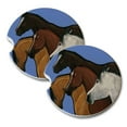 thumbnail image 1 of KuzmarK Sandstone Car Drink Coaster (set of 2) - Four American Quarter Horses Horse Art by Denise Every, 1 of 1