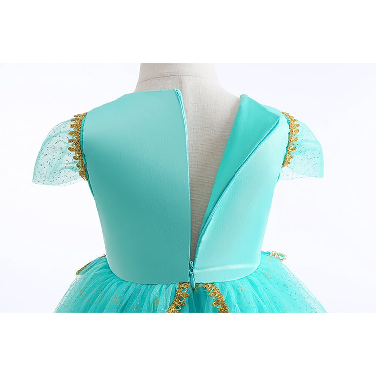 Flower Girl Dress Princess Dresses Jasmine Costume for Girls Aladdin Blue  Jasmine Dress Party Birthday Party Tulle Fancy Gowns 