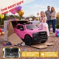thumbnail image 3 of 24V Licensed RAM 2500 Rebel Kids Ride On Truck, 2 Seater Ride On Car with Remote Control, Electric Car for Kids with Bed Storage, Safety Belt & Music - Pink, 3 of 6