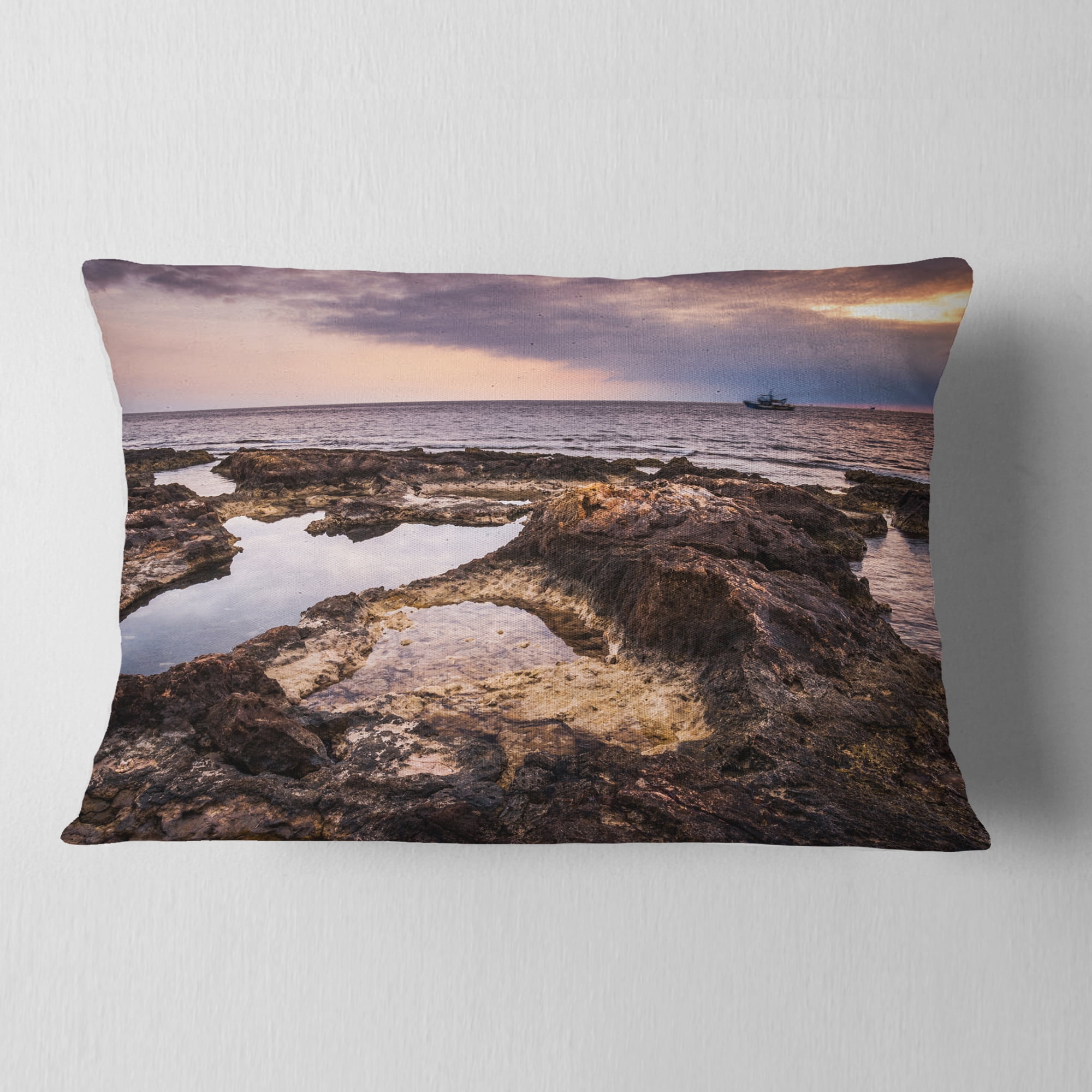 Designart 12" x 20" Multi-color Polyester Throw Pillow