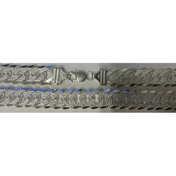 Sterling Silver 16mm Pave Double Curb Chain Cuban Link 925 Italy Necklace 26" Jewelry Female Unisex