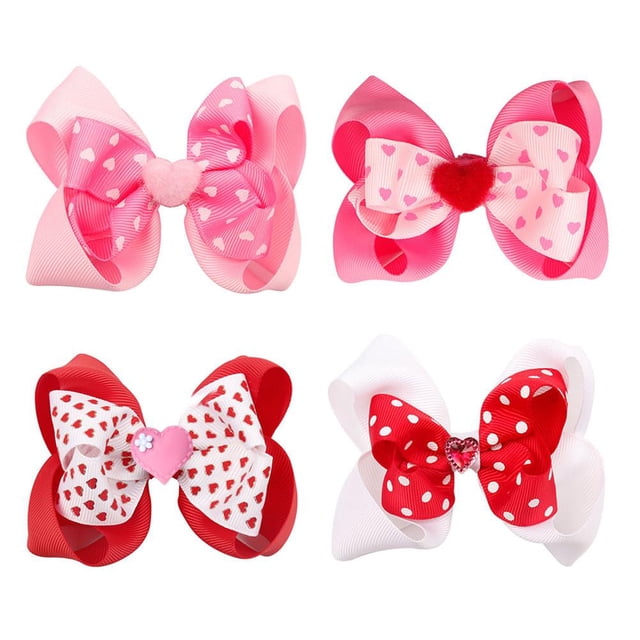 Pinzas para el Cabello Monstrate Lazos de San Valentín 4 Pulgadas 4 Piezas