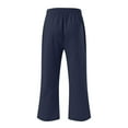 thumbnail image 5 of Capri Pants for Women High Waisted Relaxed Fit Elastic Knit Waist Casual Capris Trousers Cropped Pants Navy XXXL, 5 of 5