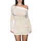 thumbnail image 1 of Vestido Minivestido Elegante de Fiesta para Mujer, de Otoño e Invierno, Color Liso, con Hombros Descubiertos, Larga, Plisado y Ajustado. Albaricoque S, 1 of 10