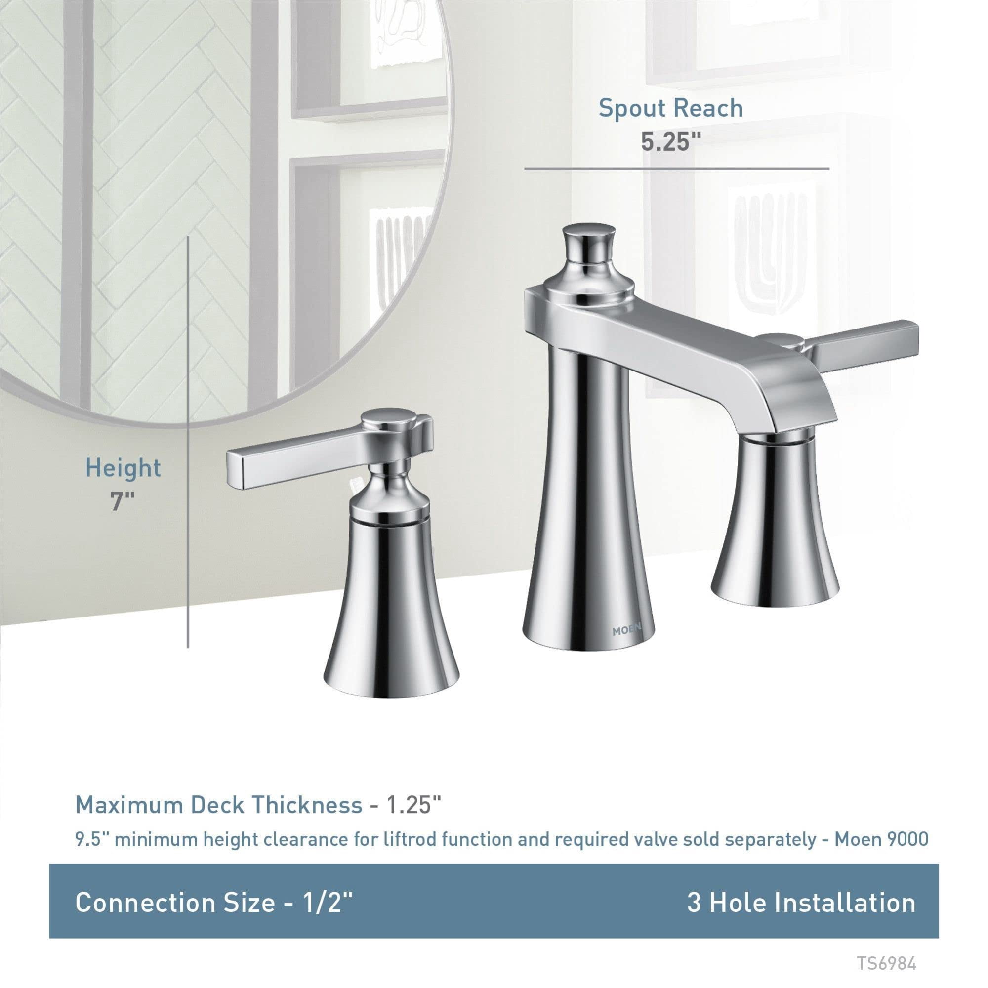 Moen TS6984BN Flara Two Handle Widespread Bathroom Sink Faucet in Brushed Nickel