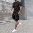 thumbnail image 2 of KKBOTIVE Mens Summer Outfit Set Letter Print Crew Neck Shorts Sleeve Sports Sets 2 Piece Outfits for Adults Summer Suits, Black Size: L, 2 of 6