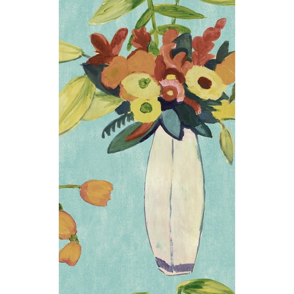 Blue Watercolor Painting Floral Wallpaper R8132