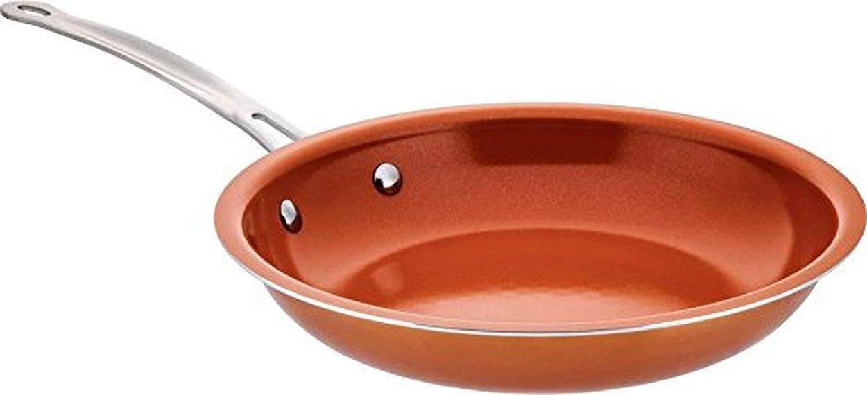 Copper Round Skillet Frying Pan Ceramic NonStick Fast Even Heating