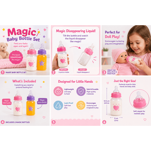 Baby Doll Magic Feeding Bottle Set