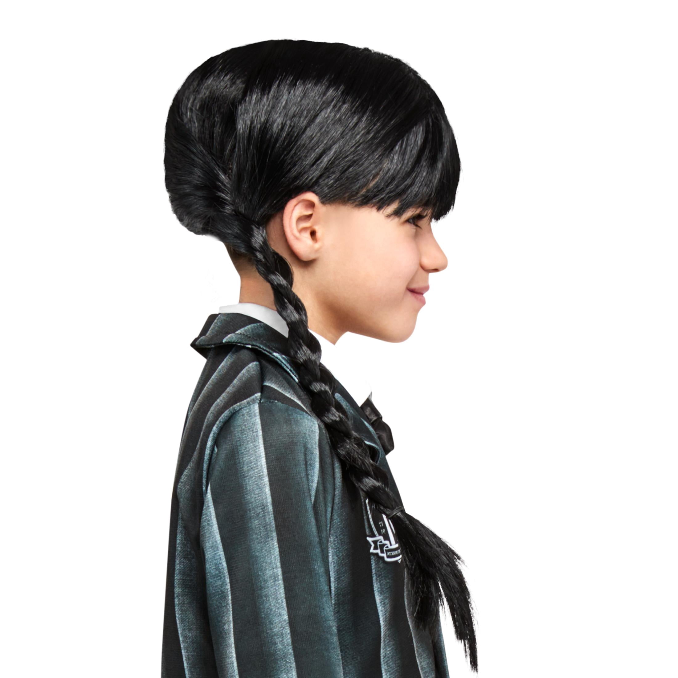 Wednesday Addams Long Black Braids Wig, a Halloween Accessory for Children, by Rubies