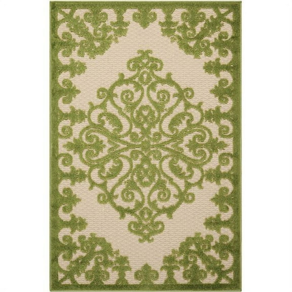 HomeRoots  3 x 4 ft. Green Medallion Indoor & Outdoor Area Rug - Green - 3' x 4'