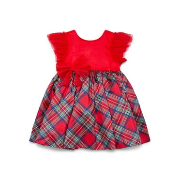 Dreaming of Lucy Toddler Girls Plaid Dress with Flutter Sleeves, Sizes 12M- 5T