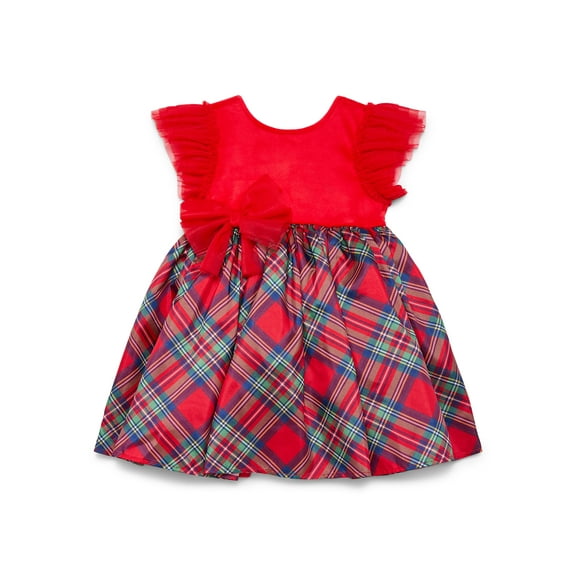 Dreaming of Lucy Toddler Girls Plaid Dress with Flutter Sleeves, Sizes 12M- 5T
